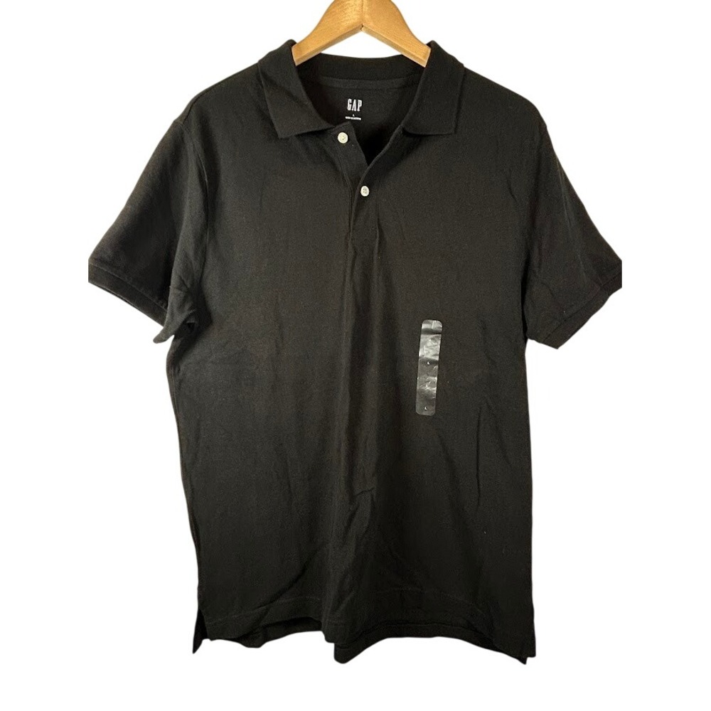 Gap Mens Basic Pique Polo Shirt True Black Short Sleeve Large 100% Cotton NWT